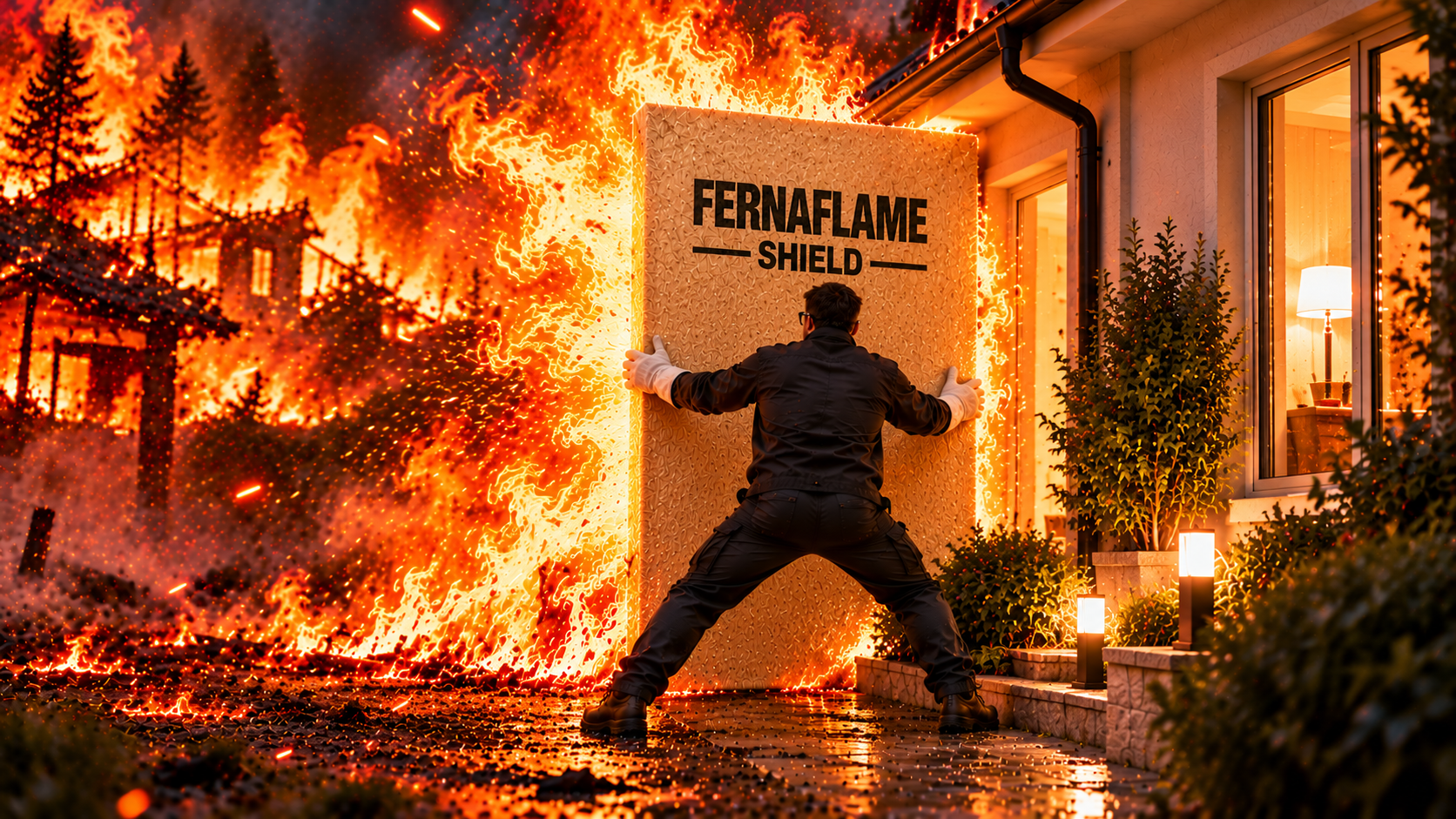 Holzfaserdämmplatte unter direkter Flammeneinwirkung